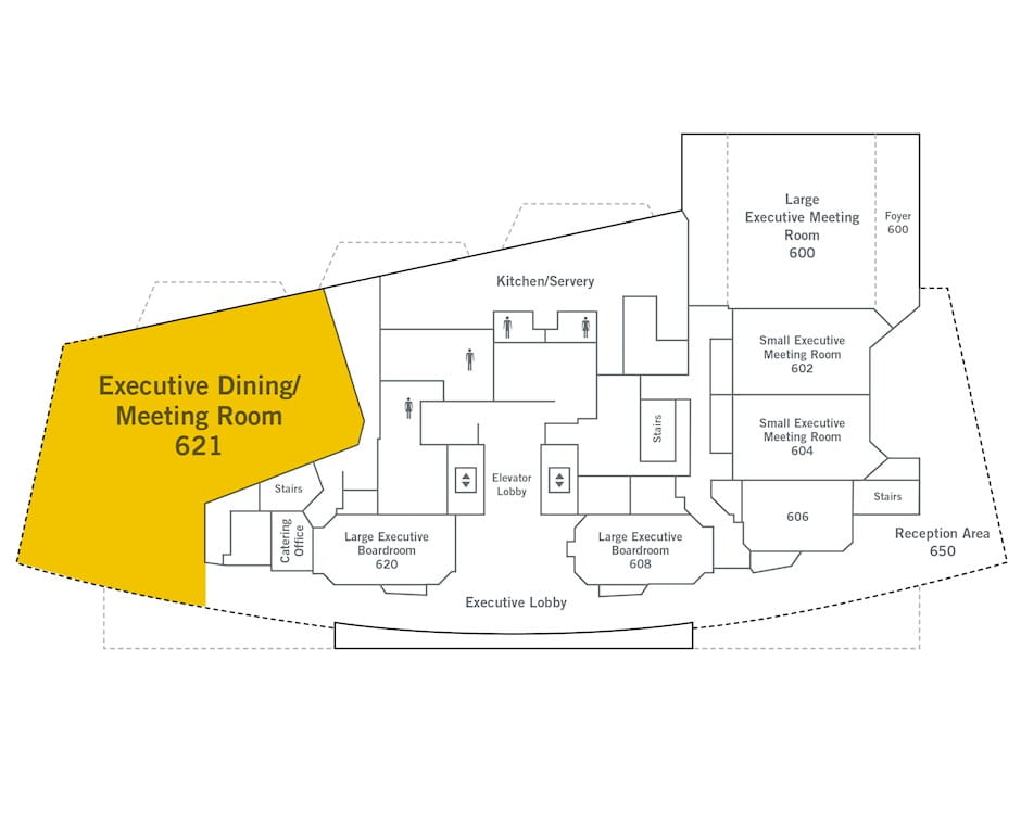 6th floor of The Gleacher Center map, room 621 highlighted