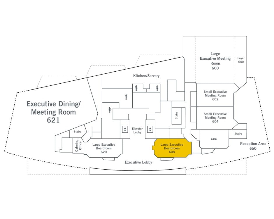 6th floor of The Gleacher Center map, room 608 highlighted
