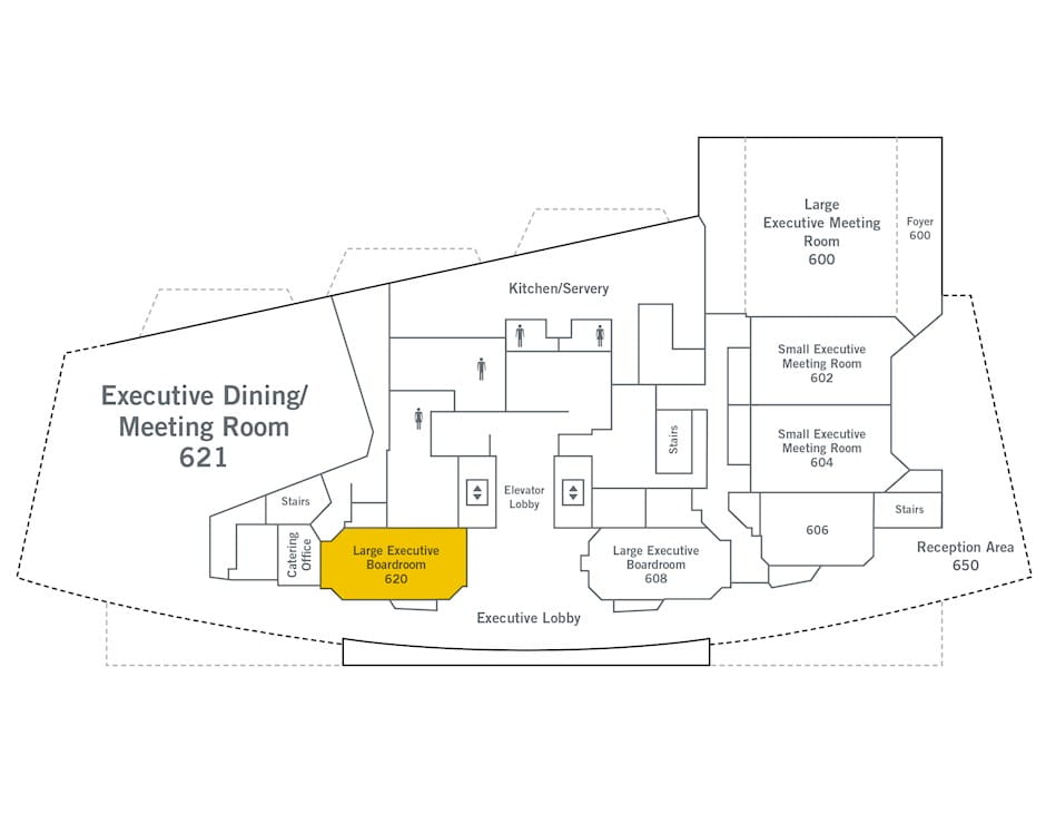 6th floor of The Gleacher Center map, room 620 highlighted