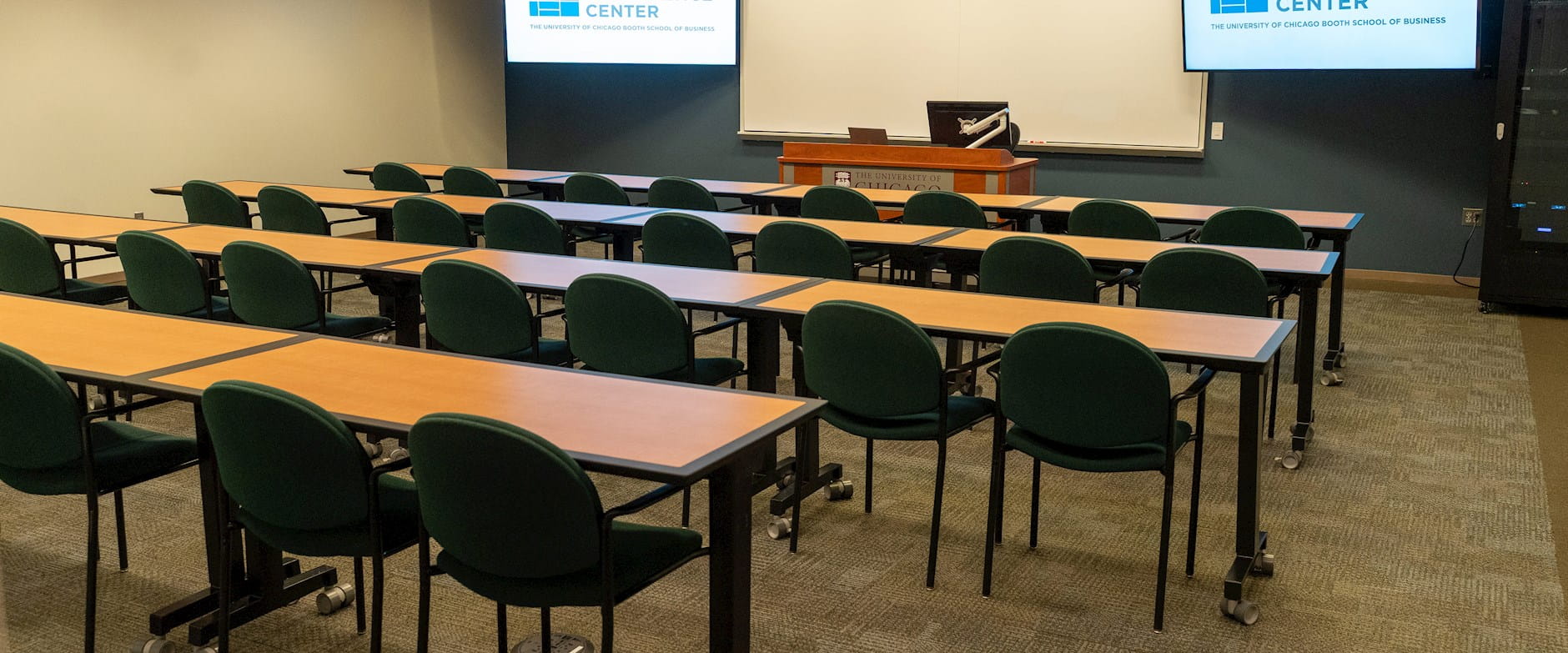 Executive Meeting Room view on podium from attendee rows.