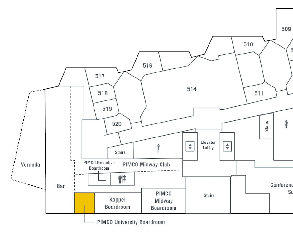 5th floor of The Gleacher Center map, PIMCO University Boardroom highlighted